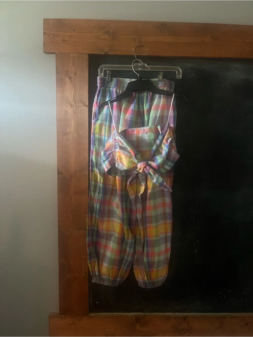 Free People Ticket To Paradise Plaid Pant Set Size M euc - Picture 5 of 10